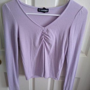 Urban Planet SWS Essentials Light Purple Crop Top Long Sleeve Size S
